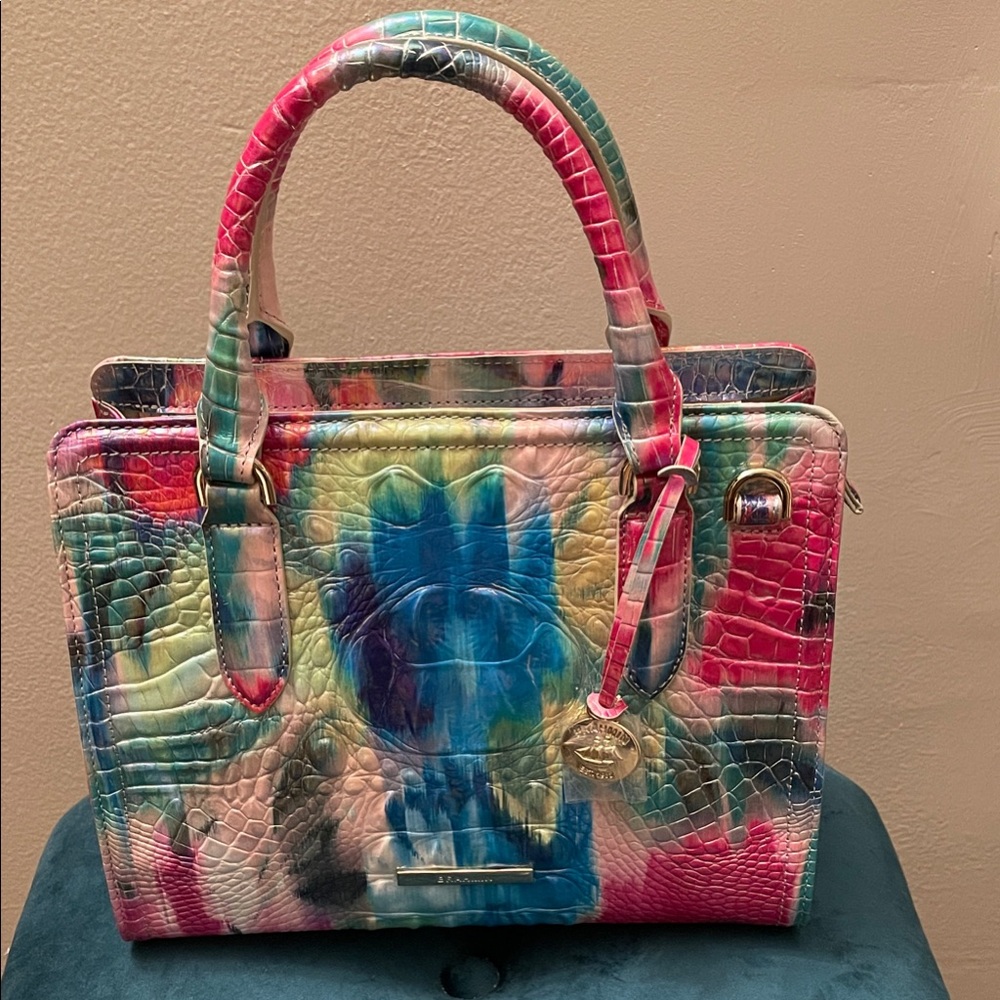 Brahmin Multicolor Crocodile Embossed Satchel